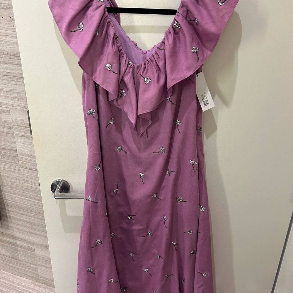 OLIVIA RUBIN Strapless Dress in Lavender with Floral Embroidery